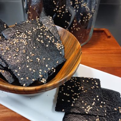 Tuiles sucrées de sésame noir bio - Création végétalienne maison